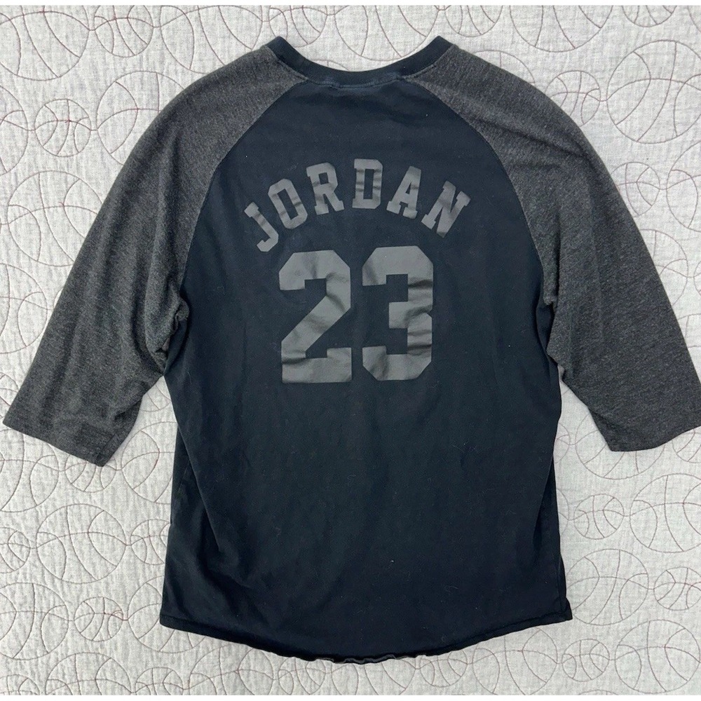 Jordan Raglan Baseball Tee Black 23 Jumpman Graphic / Men's XL